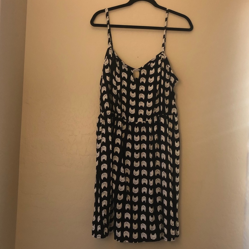 Black and white kitty skinny strap dress